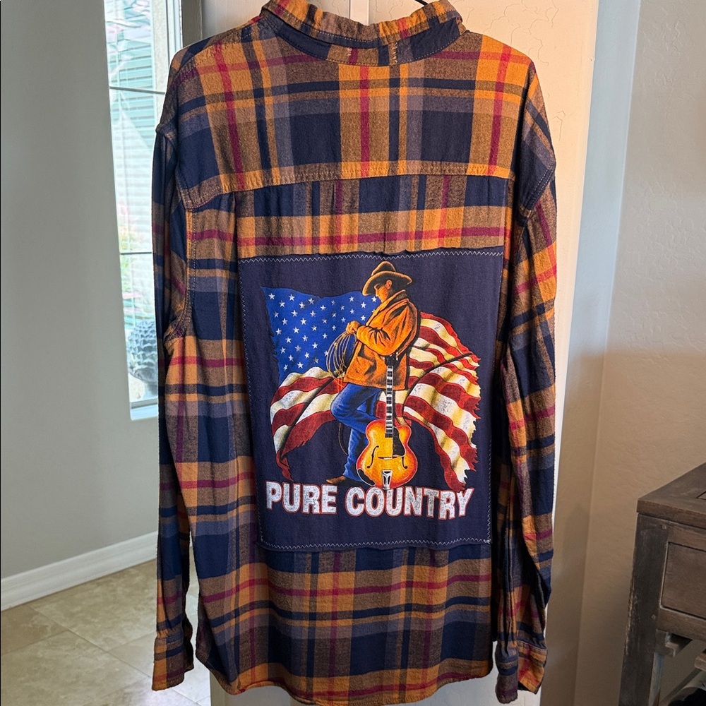 UPCYCLED PLAID FLANNEL WITH PURE COUNTRY GRAPHIC